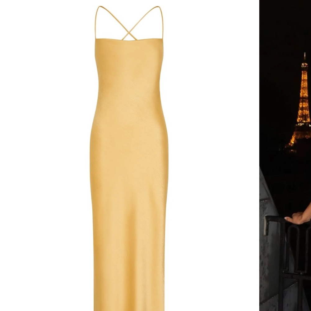 MESHKI yellow satin maxi size S